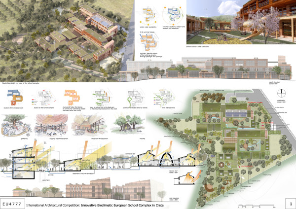 1ο Βραβείο στον Διεθνή Αρχιτεκτονικό Διαγωνισμό (UIA - SBO) για το Σχολείο Ευρωπαϊκής Παιδείας στο Ηράκλειο Κρήτης <br /><br />1st Prize in the International Architectural Competition (UIA - SBO) for the Innovative Bioclimatic European School in Crete
